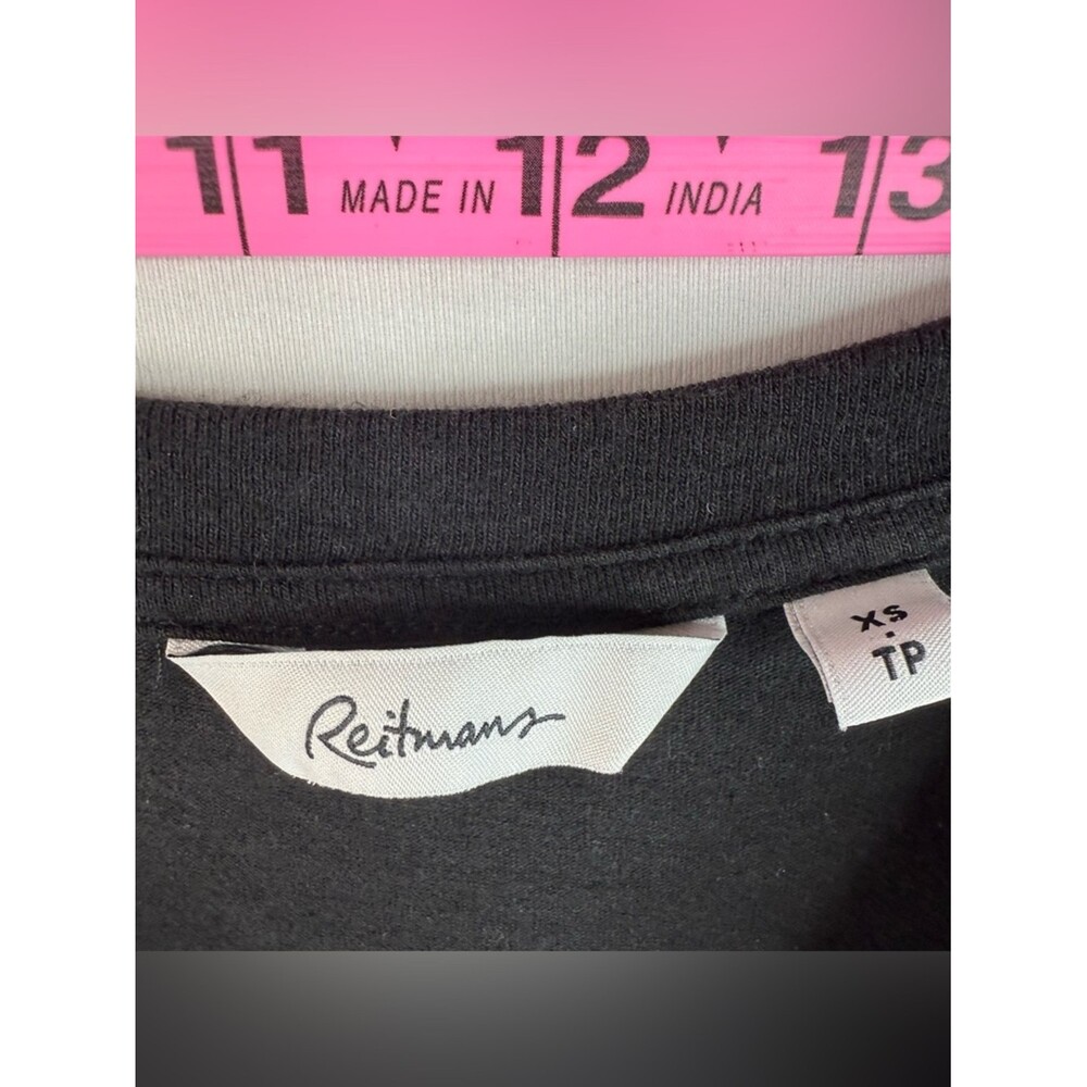 Reitmans shirt crochet style arms Black Eyelet Sleeve Top - Picture 5 of 8